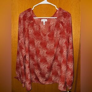 Jessica Simpson Women's Long Sleeve Blouse Top (Orange, X-Large)